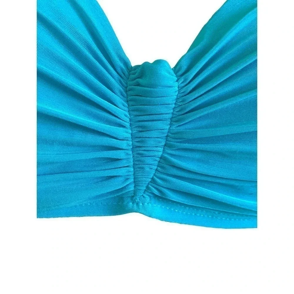 La Blanca Swim Bikini Top Size 6 Blue Loop Hook Closure Beach Ready Swimwear